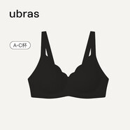 ubras花瓣杯軟支撐文胸罩細肩帶女士?jì)纫屡疅o(wú)鋼圈聚攏黑-背心M