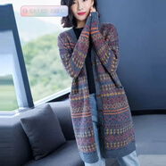 RANAD KEE 針織毛衣開衫女秋冬季新款韓版寬松加厚中長(zhǎng)款外套女 灰色 5XL 170-200斤