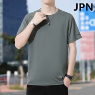 JPN運(yùn)動T恤男 輕奢潮牌夏季運(yùn)動薄款速干透氣冰絲休閑短袖大碼上衣 軍綠色 L 【110-130斤】