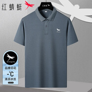 紅蜻蜓（RED DRAGONFLY）短袖t恤男純色休閑時(shí)尚簡(jiǎn)約polo舒適透氣上衣打底衫 深灰 M