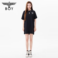 BOY LONDON24秋女款針織裙經(jīng)典銀色老鷹立體印花朋克時(shí)尚連衣裙W17011 黑色 xs