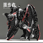 漫步者典藏版【官方名品 品牌直郵】夏季透氣飛織網(wǎng)布刀鋒情侶跑步男鞋 MBZ定制丨暗夜黑丨男款 39