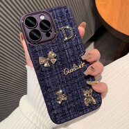 晨京 絨布小香風(fēng)水鉆立體小熊適用iPhone15蘋果14promax手機(jī)殼高級(jí)感全包鏡頭防摔保護(hù)套 【紫色】絨布帶鉆立體小熊 iPhone14ProMax