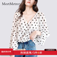 MeetMetro瑪依爾波點印花法式襯衫女2025秋新款燈籠袖套頭雪紡衫 波點【現(xiàn)貨閃電發(fā)】 M