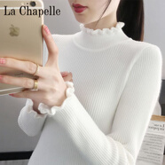 拉夏貝爾（La Chapelle）半高領(lǐng)毛衣打底衫女洋氣秋冬黑色針織衫上衣修身緊身長(cháng)袖內搭 純100自動(dòng)發(fā)熱白色 純100自動(dòng)發(fā)熱L 建議100-110斤