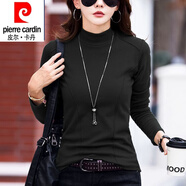 皮爾卡丹（pierre cardin）純棉半高領(lǐng)打底衫女秋冬新款內(nèi)搭貼身厚款洋氣長袖保暖秋衣t恤 黑色 S 建議80-95斤