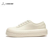 LI-NING 1990迷鏈板鞋丨經(jīng)典系列舒適親膚女子小白鞋板鞋ALHU006 米白色-1 37.5