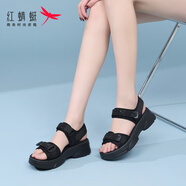 紅蜻蜓涼鞋女透氣厚底軟底女士休閑戶(hù)外穿運動(dòng)沙灘鞋女WTK240721黑色39