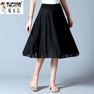 啄木鳥(niǎo)（TUCANO）夏季中年老年半身裙子碎花短裙中年婦女?huà)孧媽中裙冰絲廣場(chǎng)跳舞太 新花  14號色 裙長(cháng)63CM 均碼90-150斤穿