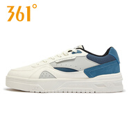 361°男鞋運動(dòng)鞋2026夏季新款361度鞋子休閑鞋小白鞋百搭高幫板鞋男款 羽毛白/原力藍 44