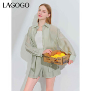 LAGOGO【萊賽爾】薄荷曼波襯衫女拉谷谷夏季新款輕盈百搭外套 淺綠色(L8) S