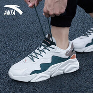 安踏（ANTA）男鞋冬季休閑鞋男士運動(dòng)鞋秋冬新款老爹鞋防水板鞋旅游跑步鞋子男 淺米白/亞麻灰-4 40