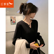 紅蜻蜓2025年針織連衣裙新款女裝針織衫女氣質(zhì)修身中長(zhǎng)女士毛衣女 黑色 均碼 （適合80-120斤）