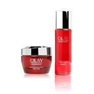 OLAY玉蘭油大紅瓶面霜精華補水保濕護膚品套裝保濕水乳眼霜塑顏套裝 大紅水150ml+金純面霜50g