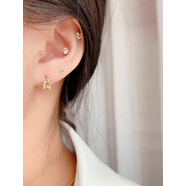 歐因高級感韓國純10K金耳環(huán)氣質(zhì)甜美ins星星五角星K黃金耳骨扣耳圈女 大號內(nèi)徑7.5mm[10K金]一只價