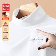 名創(chuàng  )優(yōu)品（MINISO）德絨打底衫男潮牌ins休閑百搭大碼男士長(cháng)袖t恤秋冬新款半高領(lǐng)秋衣 白色(自由筆尖胸標) XL 180(體重140-160斤左右)