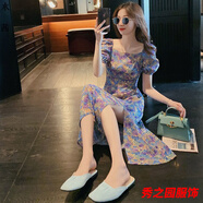 范哲莎【精選夏季新品】裙子夏天仙女小個(gè)子夏新款女夏收腰顯瘦氣質(zhì)開叉 圖片色-夏季連衣裙女高檔氣質(zhì) 2XL 建議126-135斤-夏季連衣裙女高檔氣質(zhì)