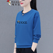 啄木鳥(niǎo)圓領(lǐng)衛衣女士春季2025新款薄款小個(gè)子春秋款長(cháng)袖上衣早春韓版百搭 藍色(衛衣) M (85-95斤)