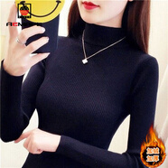AEMAPE加絨加厚半高領(lǐng)毛衣打底衫長(cháng)袖2025春秋冬季緊身針織衫女 MX-7201L_黑色 加絨 S _（85-105斤）