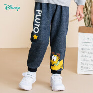 迪士尼（Disney）男童抓绒长裤卡通印花裤子春秋儿童卫裤深蓝3岁/身高100cm