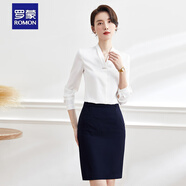 羅蒙職業(yè)西裝套裝女春秋時(shí)尚氣質(zhì)女神范西服外套職場(chǎng)正裝售樓處工作服 襯衫+半裙 L