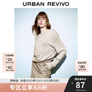 UR秋冬新款女裝簡(jiǎn)約休閑百搭圓領(lǐng)寬松針織衫UWB940012 卡其 M