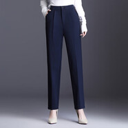 皮爾卡丹休閑西褲女高端媽媽褲子春秋款中年大碼女褲小個(gè)子西裝褲直筒褲 1868長(cháng)褲款-藏藍色單褲春秋款 L