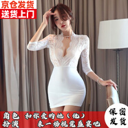 佳烜性感迷人純欲風(fēng)包臀裙內(nèi)衣小胸平胸開檔女蕾絲大碼夏季洋氣連衣裙 白色衣服+內(nèi)ku+開檔絲wa 均碼【建議80-120斤】