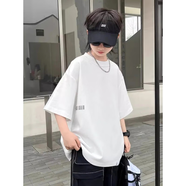 BABYBODY男童韓版T恤短袖夏裝潮牌新款中大童男裝棉質(zhì)上衣寬松痞半袖 白色 170CM【建議身高155-160CM】
