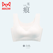 貓人（MiiOW）運(yùn)動(dòng)內(nèi)衣女無(wú)痕小胸聚攏無(wú)鋼圈防下垂美背心式大碼文胸罩一片式 【背心款】白色 M (體重90 110斤 75ABCD&80A)