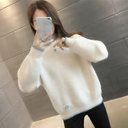 施洛瀾女士小個(gè)子毛衣女2025年秋冬裝新款針織打底衫內(nèi)搭慵懶風(fēng)洋氣上衣 米白 均碼 建議80-135斤