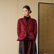 生活在左鵝絨輕暖羽絨服新中式多色繡花傳統(tǒng)秋冬輕薄短外套女 酒紅色 M