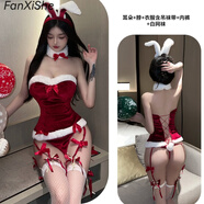 范西奢（FANXISHE）女仆穿搭跨年穿搭圣誕節(jié)服飾圣誕性感兔女郎制服抹胸裙子純欲風(fēng) 紅色+白網(wǎng)【不支持退換】 保密發(fā)貨 均碼