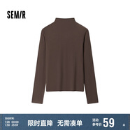 森馬（Semir）長袖T恤女半高領(lǐng)吸濕發(fā)熱抗菌2024冬緊身抓絨打底衫109724101001