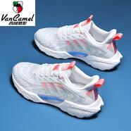 西域駱駝（VANCAMEL）2024新款春季透氣飛織情侶運動(dòng)鞋男女超輕減震爆米花軟底跑步鞋子 主圖款.爆米花  粉紫 39