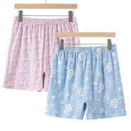 欣尚優(yōu)大碼純棉深襠老人平角內褲大褲衩碎花寬皮筋腰頭三分短褲奶奶內褲 粉花+蘭花 3XL125-140斤