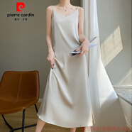 GIOIO品牌法式緞面真.絲吊帶連衣裙女夏感氣質(zhì)背心長裙子醋酸顯瘦上衣 純色款-香檳色 L