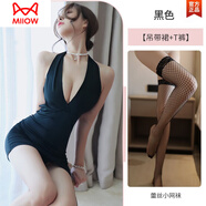 貓人（MiiOW）性感睡衣女夏季冰絲薄款火辣小胸感蕾絲吊帶睡裙女2024新款 深V包臀裙+網(wǎng)襪 保密發(fā)貨 165(L)