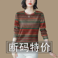閃蜜長(zhǎng)袖t恤女含棉上檔次2025新款秋季長(zhǎng)袖寬松顯瘦遮肚T恤女上衣潮 橘綠色 2XL 建議125-140斤
