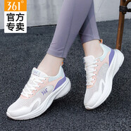 361°女鞋 跑步鞋女運動(dòng)鞋秋季361度女鞋網(wǎng)面休閑鞋透氣軟底旅游鞋子 羽毛白/冰沙桃211F 36
