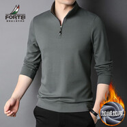 富鋌立領(lǐng)衛衣男士純色運動(dòng)休閑半拉鏈長(cháng)袖體恤衫中青年大碼百搭打底衫 官方旗艦99639/灰色 加絨 XL 52/115/175