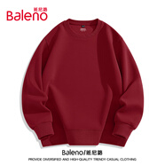 班尼路（Baleno）寬松圓領(lǐng)衛(wèi)衣男秋季潮流oversize大碼上衣男士本命年酒紅色外套