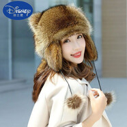 迪士尼（Disney）品牌小浣熊帽子女款2023秋冬男兒童貓耳帽可愛(ài)保暖護(hù)耳毛茸茸甄選 成人款帽圍56-60 L碼 仿貉子毛帽子