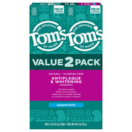 Tom's of Maine 抗牙菌斑美白無(wú)氟牙膏 薄荷味 5.5盎司 2支裝 155g 2瓶