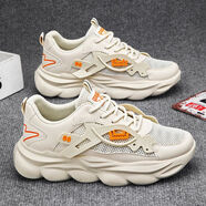 花花公子男鞋跑步運(yùn)動(dòng)鞋透氣板鞋休閑鞋旅游鞋男士鞋子網(wǎng)面鞋清倉國潮針織 米色A111剩不多了 40 內(nèi)長250