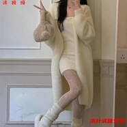事思針織開衫女毛衣外套韓版寬松針織衫學(xué)生長袖開衫秋冬慵懶寬松過膝 白色 2XL