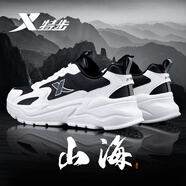 特步（XTEP）男鞋運(yùn)動(dòng)鞋軟底網(wǎng)面鞋男透氣跑步鞋春夏季潮流新品男士休閑鞋子男 白黑【皮面】 44
