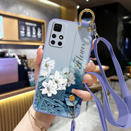 格蘭納適用紅米note11手機殼11Pro腕帶支架11TPro+高顏值11SE硅膠軟殼o簡(jiǎn)約新款孔位全包掛脖繩可斜挎 丁香紫-百合花【送背帶】 紅米NOTE11 5G版