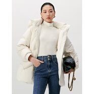 太平鳥(niǎo)女裝冬季毛領(lǐng)一手長(cháng)羽絨服A1ACD4550 米白 XL （建議拍小一碼）