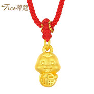 蒂蔻（Tico）生日禮物本命年足金十二生肖黃金吊墜蛇項(xiàng)鏈3D硬金蛇生肖掛墜
